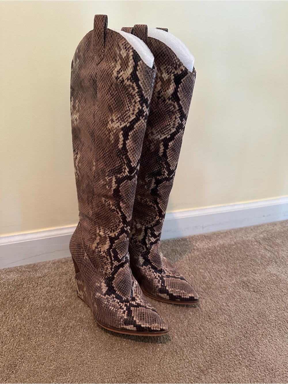 Jessica Simpson Brown Snake-Print  Wedge Boots